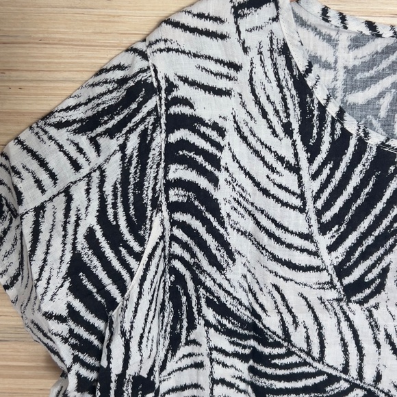 NWT Cynthia Rowley NY Courbe 100% Linen Top Women’s 2X Leaf Print Short Sleeve - Picture 2 of 6